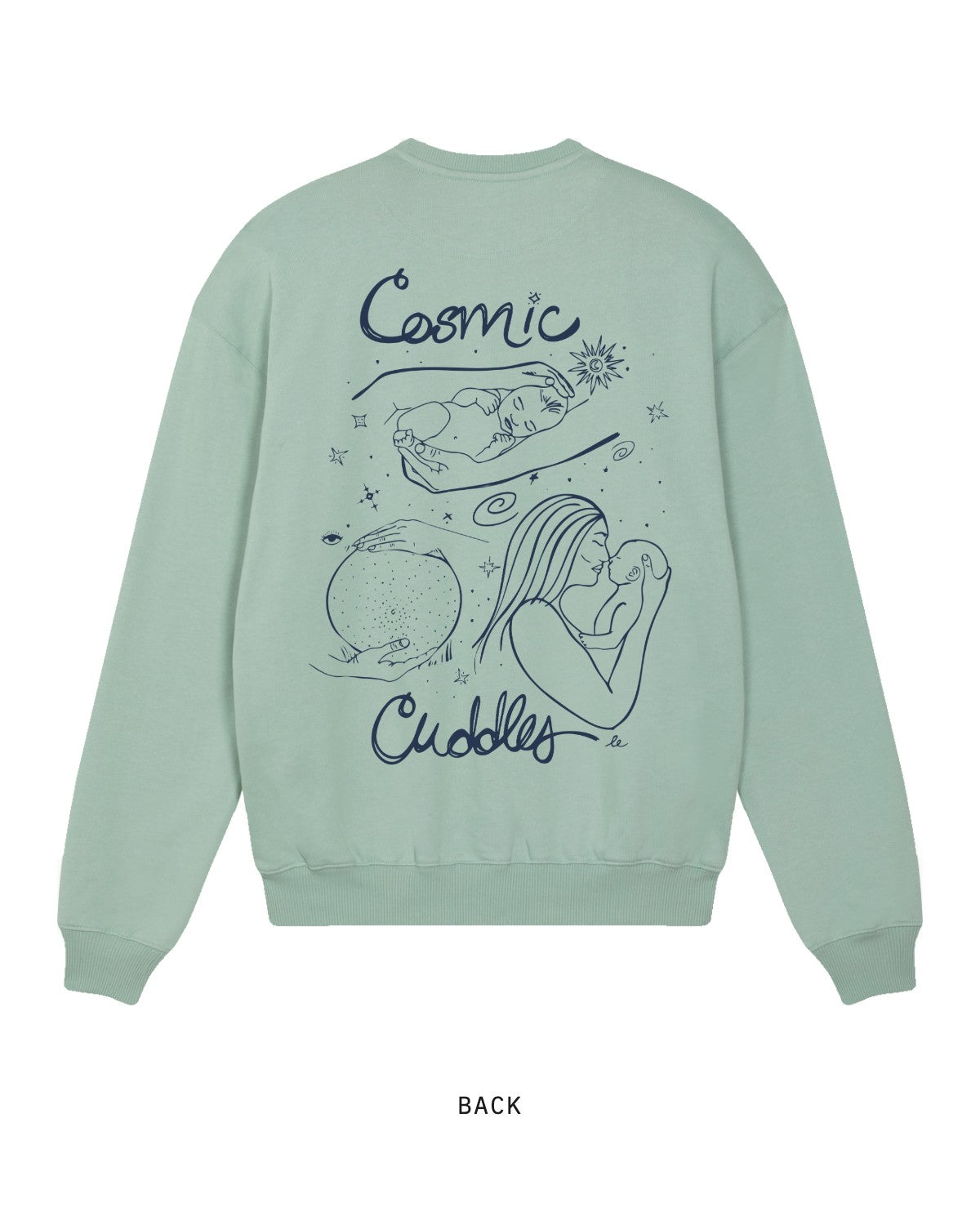 Cosmic Cuddles — Crewneck, back, in Aloe