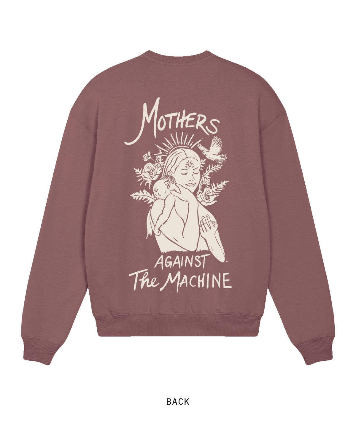 Mothers Against The Machine — Crewneck, back, in Kaffa Coffee