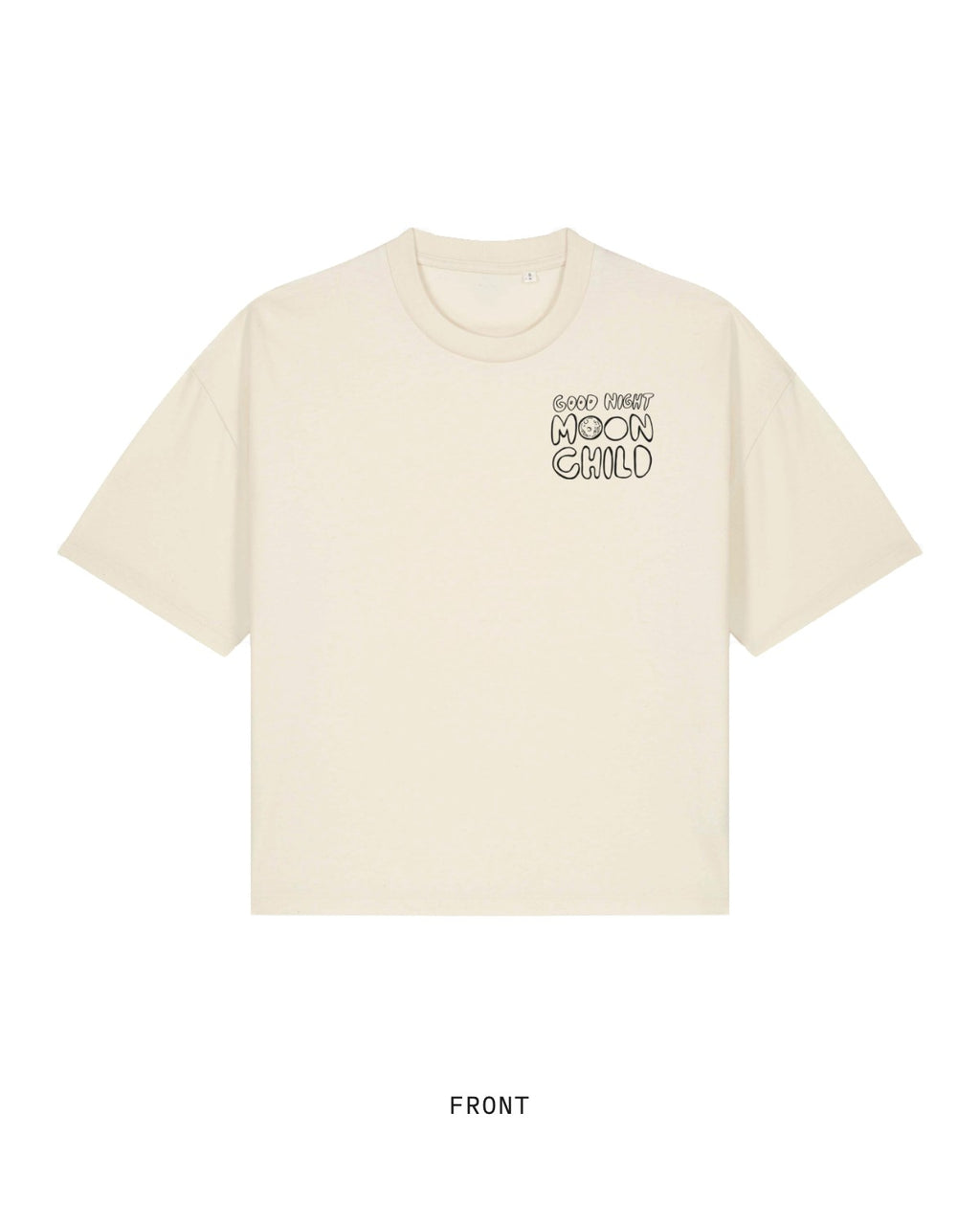 Moon Mama — Tee, front, in Natural Raw